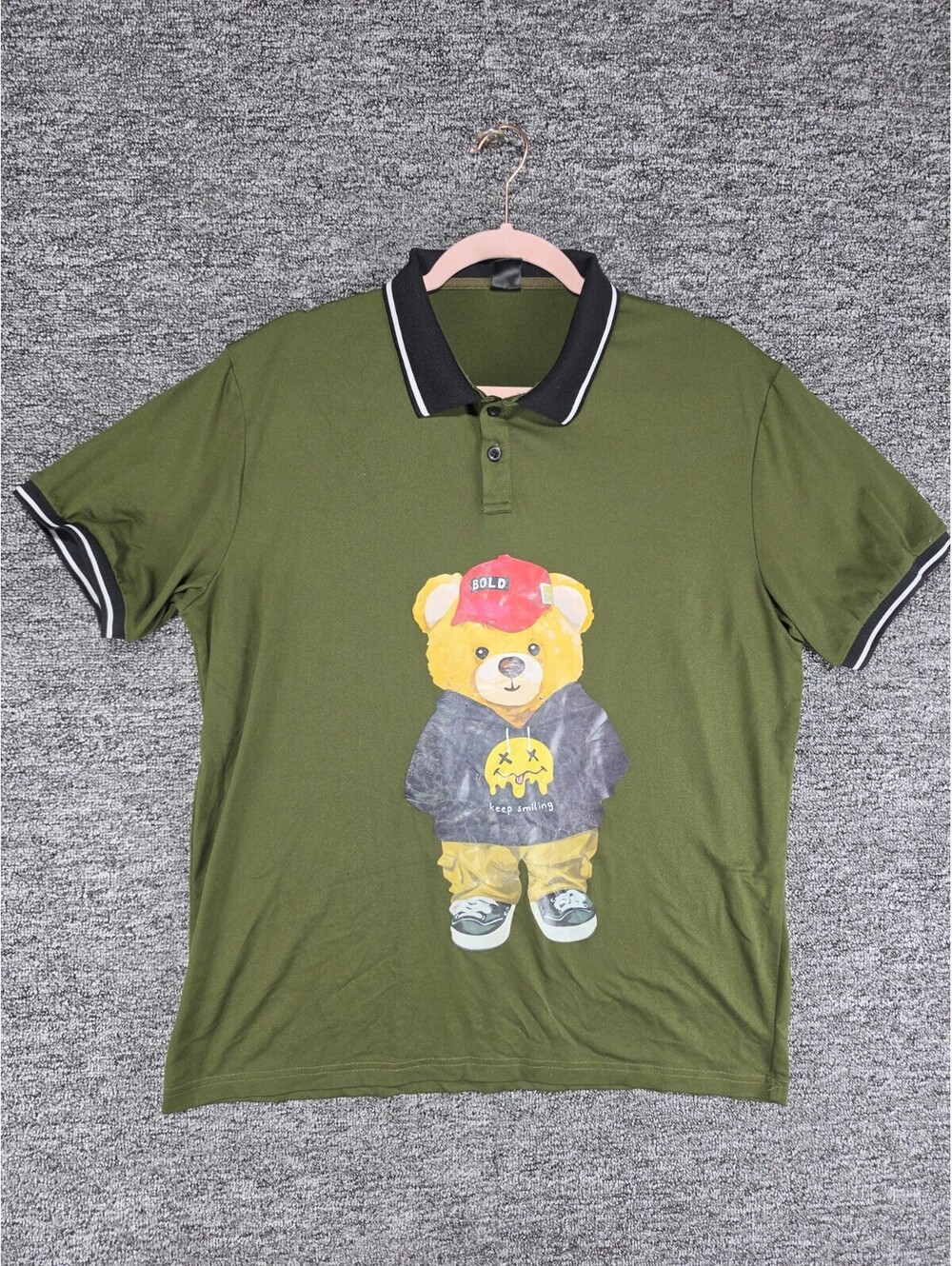Bold Spirit Vintage Embroidered Teddy Bear Polo Shirts Size M